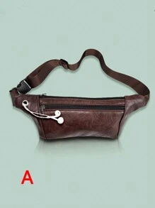 1個男士時尚商務、運動和戶外腰包、胸包、斜挎包,大容量可方便存儲手機 - 咖啡棕 - 查看 2