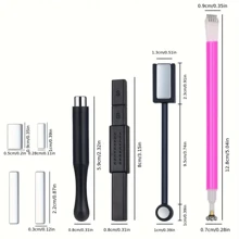 8入組貓眼磁鐵,雙頭指甲磁鐵設計工具,凝膠指甲油磁性筆理,指甲美術磁棒,貓眼凝膠指甲油藝術的多功能3d磁鐵 - 銀色 - 查看 7