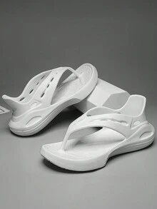 Nam Mới Mùa hè Hollow-out Dép xăng đan Dày Đáy Đế mềm Thoải mái Bền chặt Phòng tắm Trong nhà Chống trượt Cặp đôi Dép đi trong nhà Ngoài trời Đúng mốt Giải trí Hợp thời Thể thao Thoáng khí Đục lỗ Chống trượt Nam Giày nước Hollow-out Dép xăng đan - trắng - Xem 4