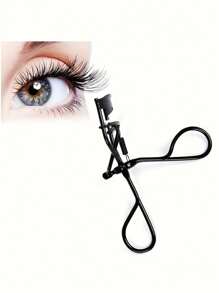 1pc Black Stainless Steel Lash Curler With Spring Handle