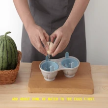 微波爐蒸蛋器，易於收納，蒸蛋盒，創意廚房，水煮蛋，蒸蛋器，蒸蛋烹飪盒 - 淺藍色 - 查看 9