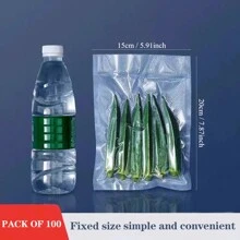 100 个食品真空封口袋，真空封口机真空包装袋，可重复使用，用于真空储存餐食准备和真空低温烹调，食品保鲜密封袋，家庭厨房用品 - 白色 - 查看 18