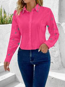 Women Blouses - 玫紅色 - 查看 3