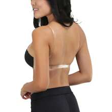 Women's Padded V-Neck Convertible Strap Push Up Bras - 透明肩帶 - 黑色 - 查看 2