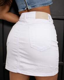 Women Denim Skirts - trắng - Xem 3