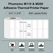 Phomemo Phomemo 3 Stück Thermische Etikettenpapierrollen, Quadratisches Etikett Mit Regulärer Etikettengröße, Mehrzweckaufkleber Für Phomemo M110 / M220 / M120 / M200 / M221 Etikettendrucker, Selbstklebendes Thermopapier Perfekt Für Kleidung Etiketten, Preisschilder, Kategorie Etikett