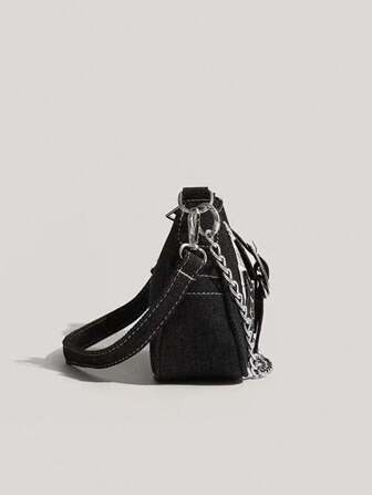 Vintage Y2K Style Women's Bag With Color Blocking, Star Pattern & Chain Strap, Suitable For Girls, Ladies, Students, Office Workers, White-Collar Workers, Commuters, And School Outings, Stars Hollow Women Bag, 2000s Fashion Style Bag For Women