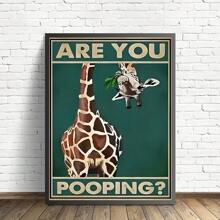 1入/套畫布印刷海報有趣的長頸鹿偷看,復古潛行長頸鹿海報,沒有包括框架的牆藝品和家居裝飾畫布海報 - 彩色 - 查看 7