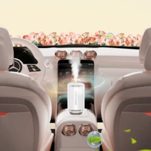 Portable Rechargeable Car  Perfume Aroma Diffuser (Excluding Perfume) With Music Atmosphere Light And Starry Sky Projection Function, High-End Tempo Paint Technology, Perfect Gift - White - View 5