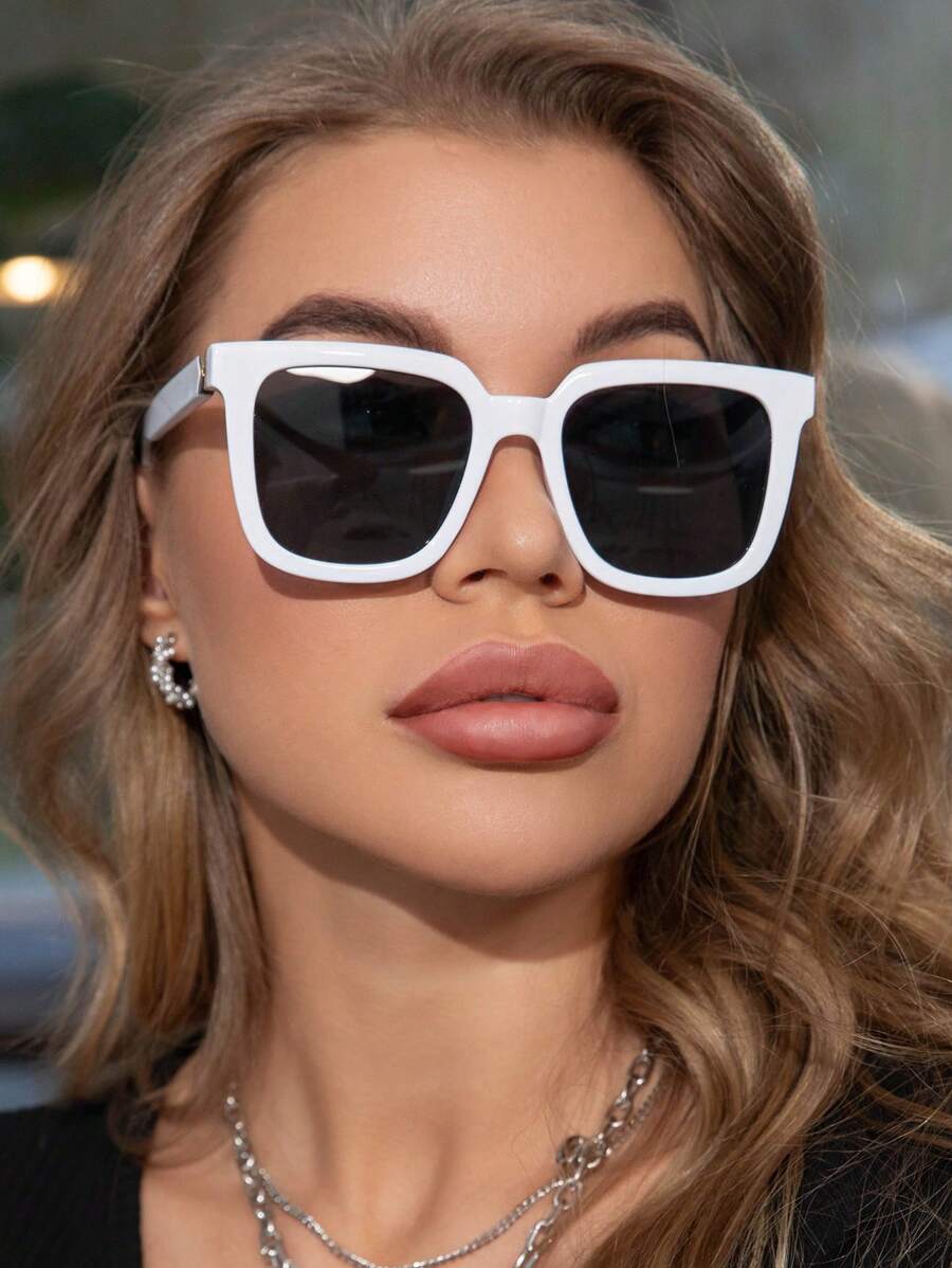 Vintage Square Oversized Plastic Sunglasses, For Men & Women, Fashion