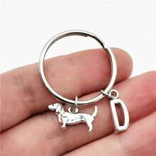 腊肠犬字母首字母钥匙扣可爱宠物狗合金钥匙链环钱包背包挂饰狗妈妈爸爸宠物爱好者礼物汽车配件包挂饰学院风哥特 Y2k - 銀色 - 查看 16