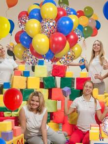 21 件 12 英寸红蓝黄气球套装带五彩纸屑乳胶球狂欢节马戏团生日派对用品新娘送礼会婚礼派对装饰 - 彩色 - 查看 5