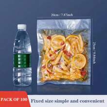 100 个食品真空封口袋，真空封口机真空包装袋，可重复使用，用于真空储存餐食准备和真空低温烹调，食品保鲜密封袋，家庭厨房用品 - 白色 - 查看 15