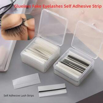 Limfria falska ögonfransar självhäftande remsa , Inget lim Behövs , Vattentät , Återanvändbar & Varaktig , Fransförlängning Verktyg , Självhäftande Ögonfrans , Ögonfrans Lim Ersättning