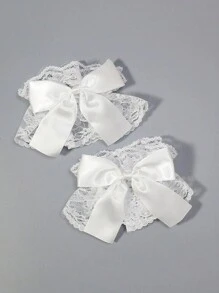 洛丽塔学院风蝴蝶结手套蕾丝袖子带花朵图案情人节