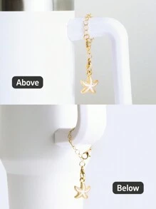 2pcs White Starfish Shape Cup Decoration Pendant, Ocean Style ID Tag Accessory For 30oz/40oz Cup Handles, Decoration (Pink, Blue, Green) - 2pcs - View 4