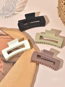 DIYPLUS 1-4pcs/Set Women Elegant Rectangle Shaped Hair Clips, Featuring Multiple Colors & Extra-Large Design, Suitable For Daily Use On Long & Curly Hair