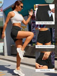 2024 New Summer Fashion High-Waisted Running Yoga Shorts With Built-In Lining For Anti-Slip And Casual Sports Women Boxer Shorts Jogger Shorts - Black - View 7