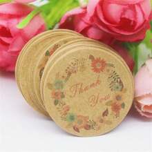 100pcs+100strings 3cm Round Kraft Paper Printed Gift Tags With Strings For Handmade, Wedding, Baking - Kraft Paper Round 3cm Label - View 50