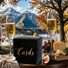 1個黑色卡片盒，帶有金箔設計，婚禮回禮箱，可用於婚禮接待，嬰兒淋浴，週年慶，生日派對，畢業禮物桌子中心裝飾（包括10張賀卡） - 黑色 - 查看 4