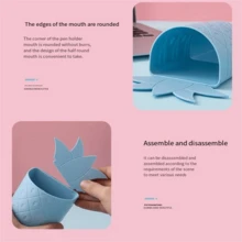 1入多功能鳳梨造型筆筒,適用於學生文具整理、辦公桌化妝刷儲物盒 - 黃色 - 查看 7