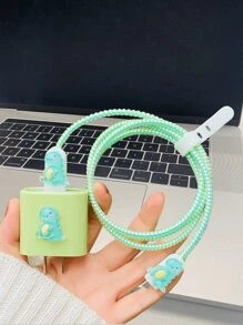 5 件趣味卡通恐龙充电器保护套，兼容 Apple 14 Pro Max 手机线、防断裂充电线盖、20W 快速充电器保护壳、电缆整理器线保护器 - 彩色 - 查看 7