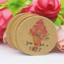 100pcs+100strings 3cm Round Kraft Paper Printed Gift Tags With Strings For Handmade, Wedding, Baking - Kraft Paper Round 3cm Label - View 55