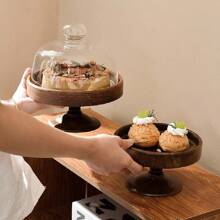 High-End Solid Wood Tall Cake & Bread Display Tray For Tea Breaks, Afternoon Tea, Snacks, Fruits Christmas Gift - Brown - View 5