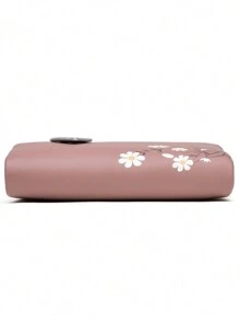 A Deep Pink Short Wallet For Spring/Summer 2024 New Korean PU Leather Printed Zipper Folding Personalized Leaf Buckle Zipper Multi-Functional Fashion College Style Student Coin Multi-Card Position Can Be Extended With Daily Family Storage Party Gift Birthday Gift Casual Practical High-End Street Popular Ladies Short Wallet For Women Wallet Purse Wallet Small Wallet - Dusty Pink - View 5
