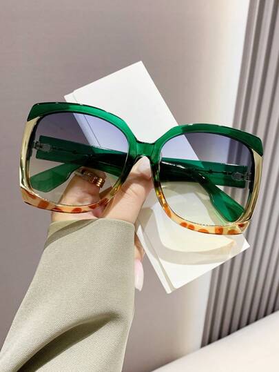 1pc Women's Oversized Square Frame Fashion Glasses Y2k Style Personalized Festival Accessory Beach Accessories For Women Glasses Shades Basics Fall Winter Women Outfits Clothes Business Casual Gifts Leopard For Summer Beach Vacation, Outdoor, Travel