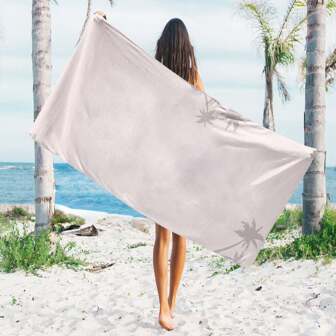 1 件白色椰子树图案印花沙滩巾/超细纤维沙滩巾/运动毛巾，适合夏季、海滩、泳池度假浴室装饰旅行必需品旅行配件海滩必需品