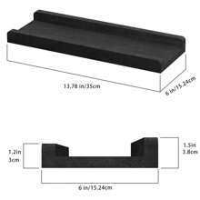 Estantes flotantes montados en pared, Set de 2, Estantes de pared de madera rústica para almacenamiento, Dormitorio, Sala de estar, Baño, Cocina, Oficina y talla grande, Decoración del hogar de otoño color negro carbonizado - Negro - Ver 3