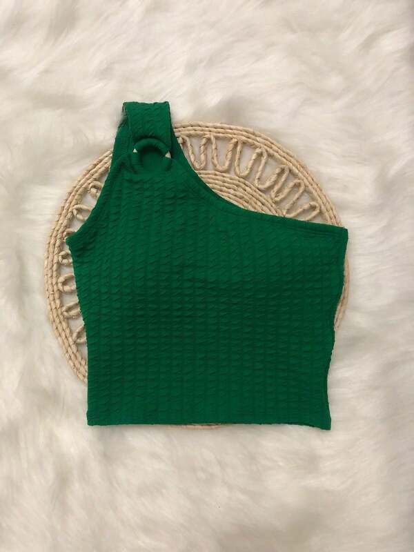 Cropped Feminino Top Com Bojo Elegante Sensual Tecido Bubble