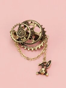 1個復古可愛的古銅色齒輪和兔子形狀胸針,適合節日、生日、派對、婚禮、度假、購物、商務、日常通勤和配飾等場合