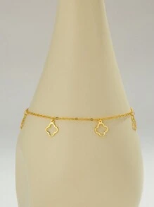 1 pièce Cheville minimaliste en argent 925 à quatre feuilles trèfle plaqué or 18 carats, chaîne pour plage d'été pour femmes, bijoux de port quotidien et cadeaux