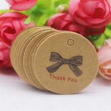 100pcs+100strings 3cm Round Kraft Paper Printed Gift Tags With Strings For Handmade, Wedding, Baking - Kraft Paper Round 3cm Label - View 42