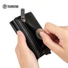 Cartera inteligente moderna elegante al por mayor TVC203 RFID bloqueando cartera para hombres, billetera de tarjeta de crédito, estuche de tarjeta, billetera emergente, casual de negocios - Negro - Ver 7