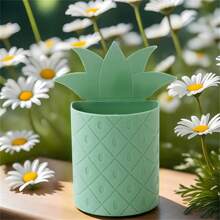 1pc Multi Functional Pineapple Shaped Pen Holder For Students' Stationery Storage, Office Desk Pencil Organizer, Makeup Brushes Storage Box - Green - View 2