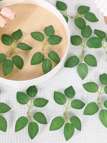 100/50/30/10pcs Artificial Rose Green Leaves, Bulk Faux Rose Foliage, Suitable For DIY Wedding Bouquets, Parties, Table Decor, Party Decorations, Home Decor, Artificial Plants - Green - View 2