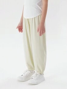 MARC&JANIE Toddler Boys Solid Elastic Waist Trousers - Khaki - View 2