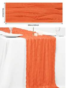 2pcs Country Style Cheese Cloth Tablecloth, Cheese Cloth Fabric Table Runner In Burnt Orange Color, Suitable For Birthday, Wedding And Banquet With Halloween Cheese Cloth Clothing, Cheese Cloth Runner, And Bohemian Tablecloth For Runners - Orange - View 2