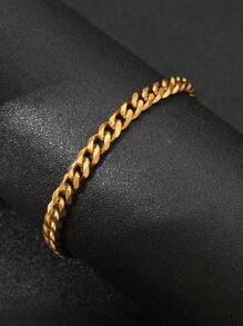 Aomogo Solid Stainless Steel Thick Chain Bracelet Set, Unisex Chain Bracelet - Gold - View 11