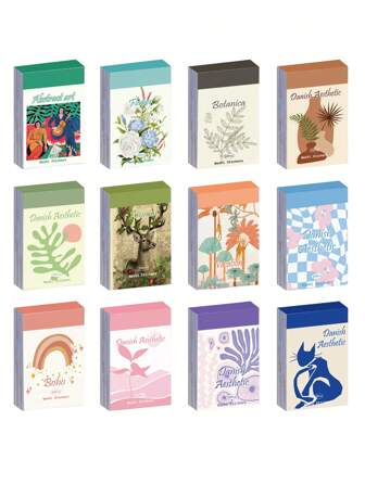 12 Books 600 Sheets Post-Modernism Style Ins Style Fashionable Abstract Art Minimalist Scrapbook Journal Diy File Folder Back To School