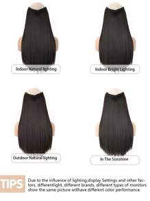 20-32英寸夹式直发接发片，黑色和棕色，适合女性和女孩，马尾辫接发片 - 黑棕色 - 查看 7