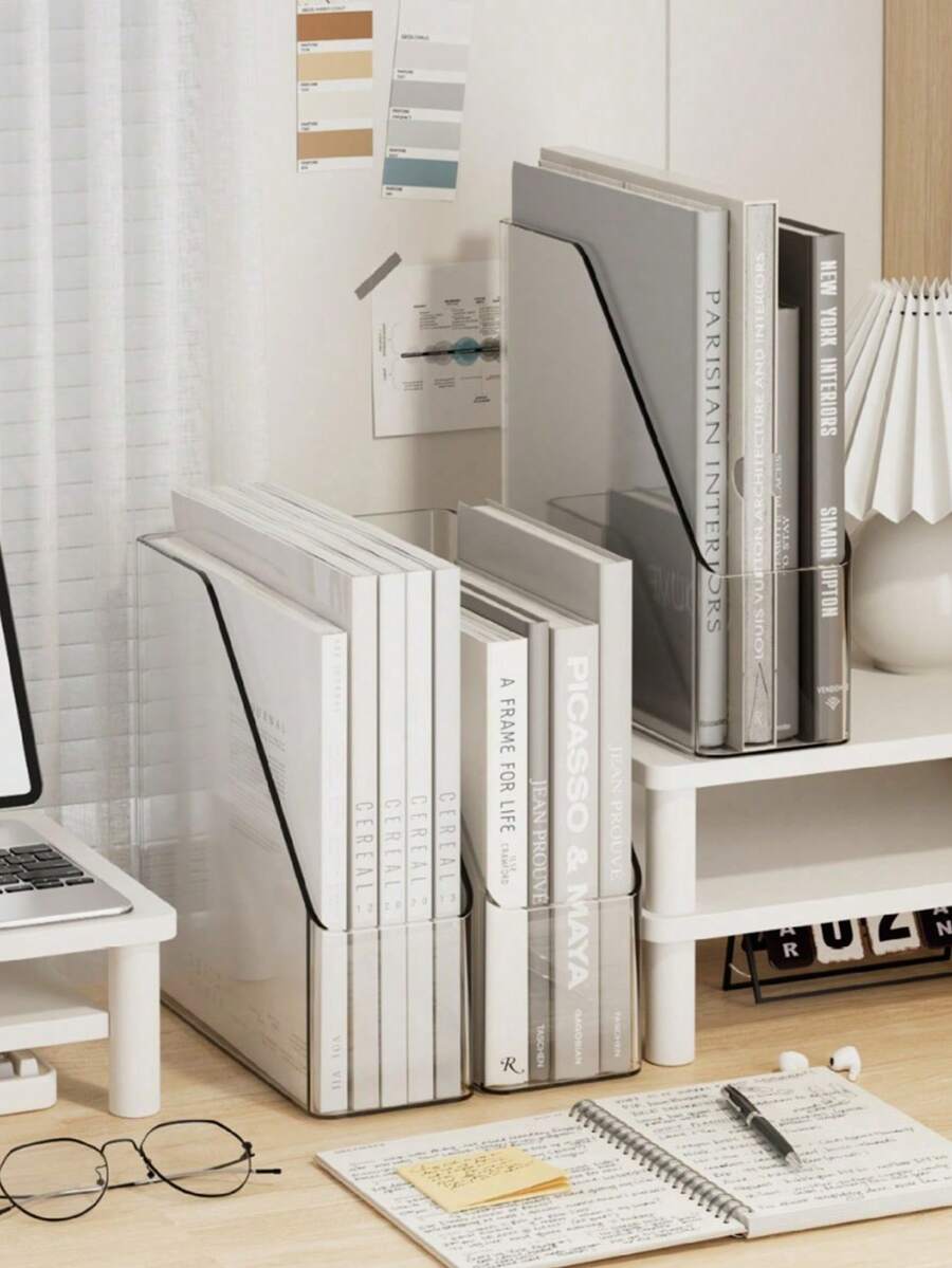 1 Miếng Trong suốt Hộp lưu trữ máy tính để bàn Giá sách Đối với Các tập tin , Văn phòng phẩm & Sách , Dung lượng lớn Văn phòng Tài liệu Hộp đựng - Trong sáng - Xem 1