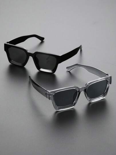 2-3副男士方形塑料框时尚经典眼镜，适合户外日常度假驾驶服饰配饰