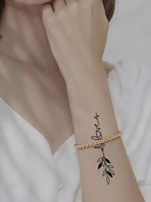 (una Hoja) Pegatina Temporal Impermeable Con Patrón De Mariposa Y Flor Para Mujeres, Tatuaje Falso Personalizado Y Sexy,tatuajes maquina para tatuar tatuajes falsos - Negro - Ver 5