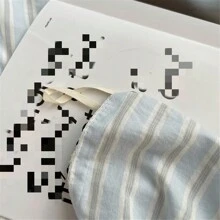 3pcs/Set Woven Student Dorm Bedding Duvet Cover, Soft & Breathable, Vertical Striped Patterns, Zipper Closure + 2pcs Pillow Shams - Sun Baked - View 10