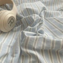 3pcs/Set Woven Student Dorm Bedding Duvet Cover, Soft & Breathable, Vertical Striped Patterns, Zipper Closure + 2pcs Pillow Shams - Sun Baked - View 8