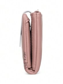 A Deep Pink Short Wallet For Spring/Summer 2024 New Korean PU Leather Printed Zipper Folding Personalized Leaf Buckle Zipper Multi-Functional Fashion College Style Student Coin Multi-Card Position Can Be Extended With Daily Family Storage Party Gift Birthday Gift Casual Practical High-End Street Popular Ladies Short Wallet For Women Wallet Purse Wallet Small Wallet - Dusty Pink - View 4